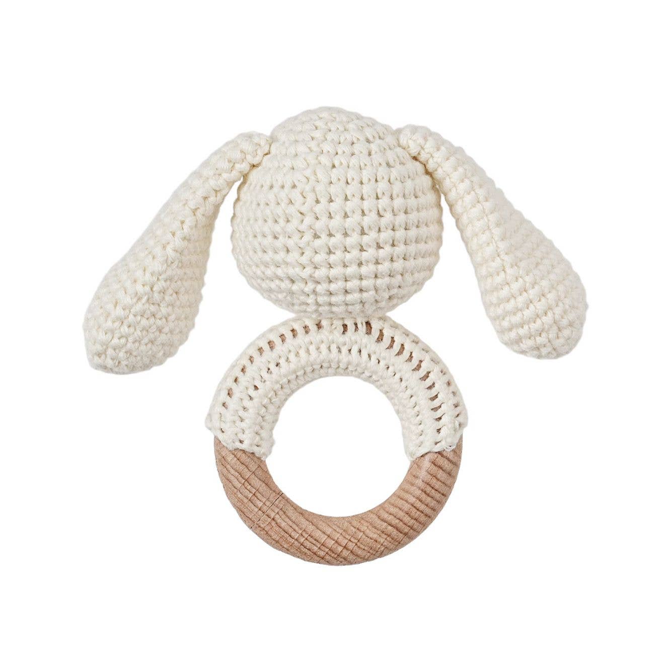 Ali+Oli - Wholesale Handheld Rattle - Baby - Baby Teething Toy Rattle Wood Ring Crochet (Rabbit)1