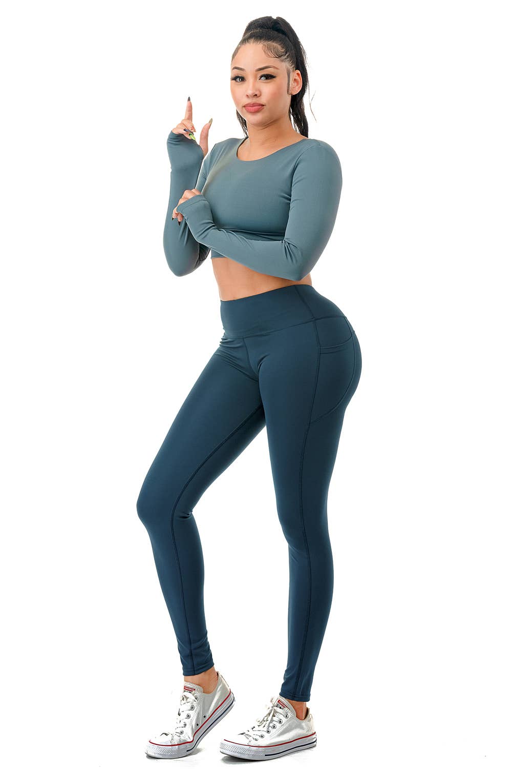 Color 5 - Wholesale Activewear Set - Women's - Long sleeve crop top with yoga legging activewear set17