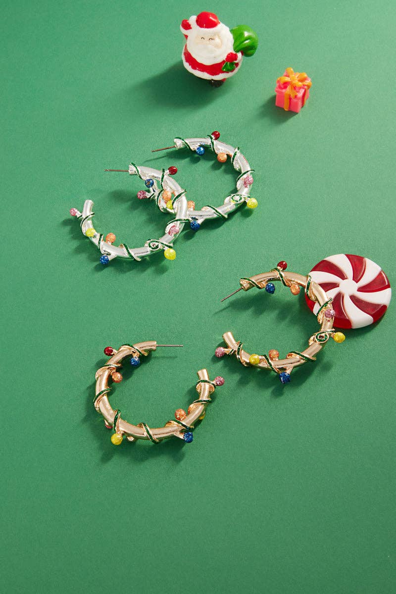 Designature New York - Wholesale Hoop Earrings - Christmas Round Enameled Wrapped Hoop Earrings1