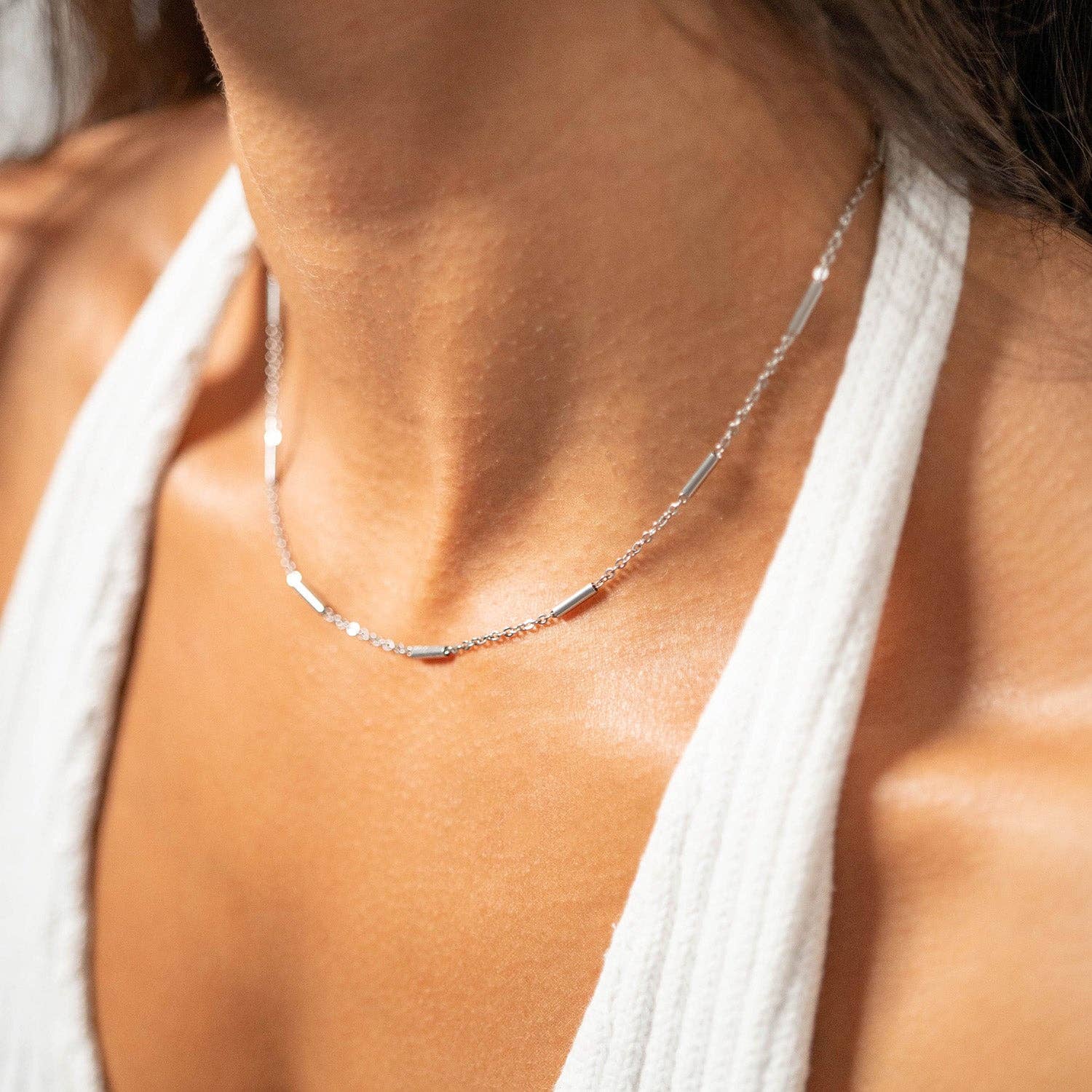 WJW - Wholesale Link & Chain Necklace - 18K Gold PVD Stainless Steel Satellite Bar Chain Necklace3