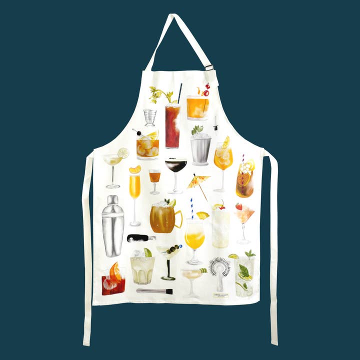Cocktail Apron - British Made - 100% Cotton Apron for wholesale by Corinne Alexander