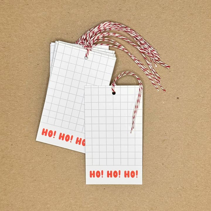 HO HO HO ! - Étiquettes-cadeaux de fête, lot de 12 pour la vente par Public School Paper Co.