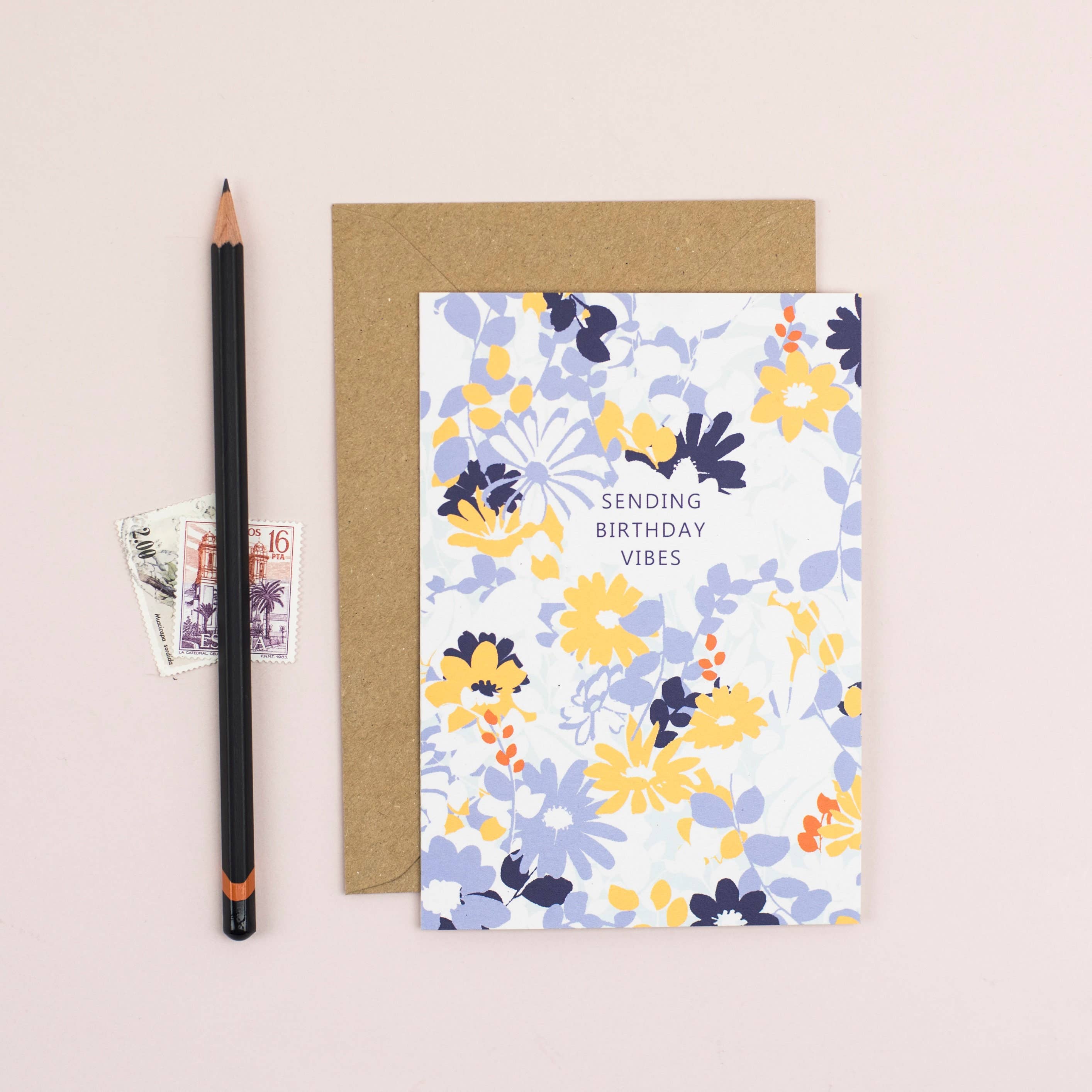 Lise Marie prints - Wholesale Birthday Card - Sending Birthday Vibes Card LM001