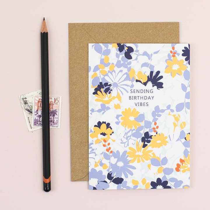 Lise Marie prints - Wholesale Birthday Card - Sending Birthday Vibes Card LM0010