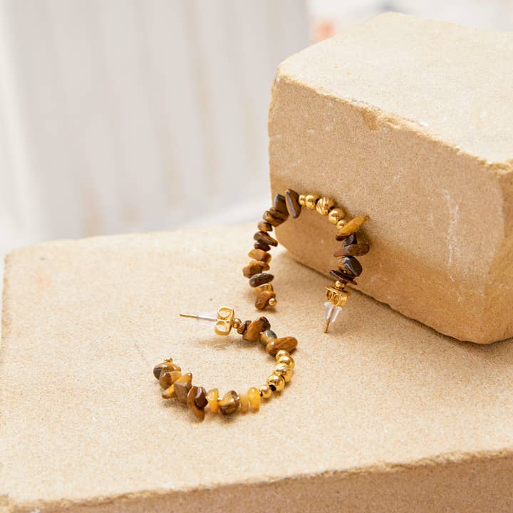 Lovelika - Wholesale Single Earring - Hoop earrings set with natural stones - Beatrix9