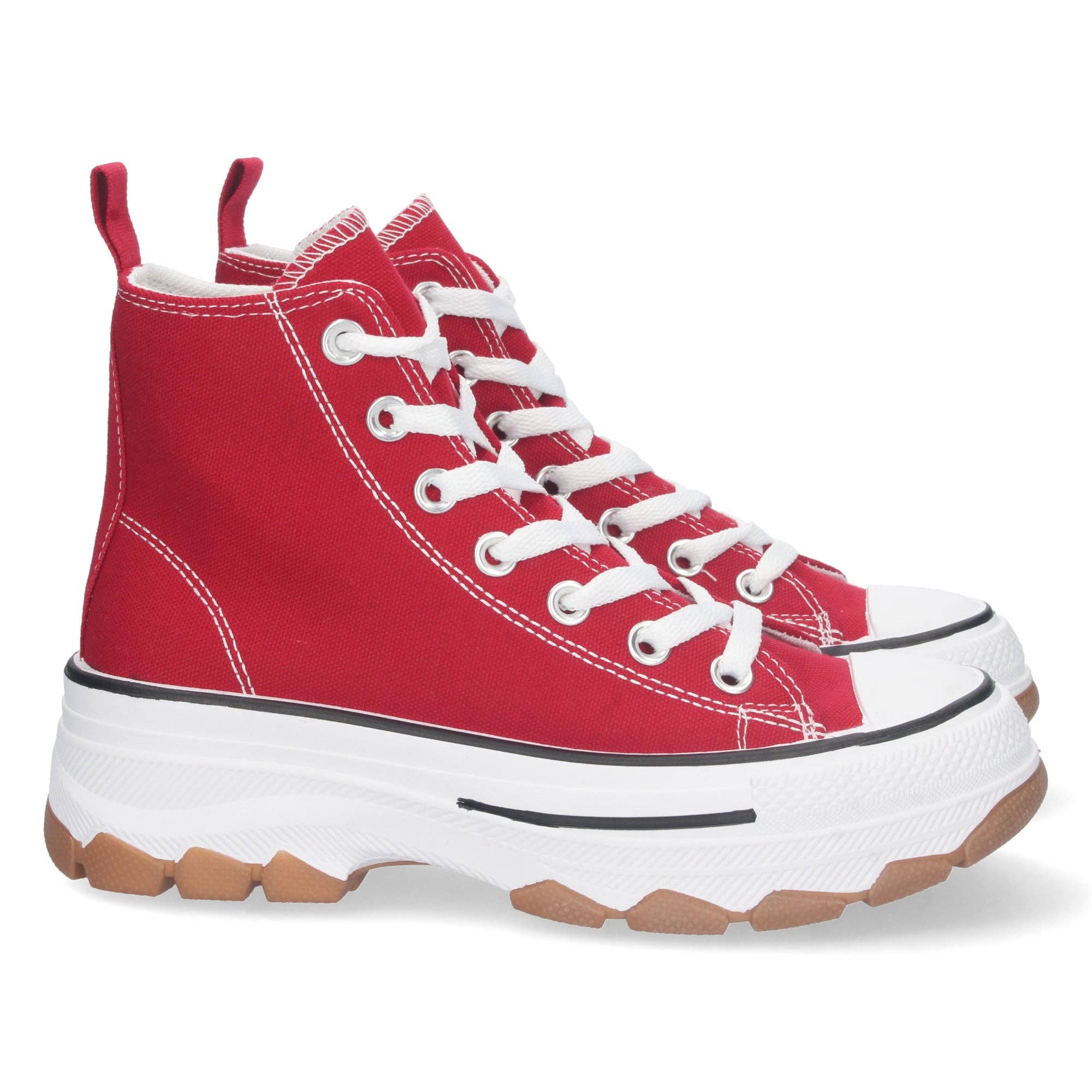 Brideluxe Mayorista - Wholesale Booties - Women's - Red High-Top Platform Sneakers for Women0