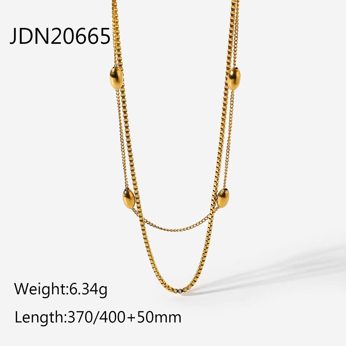 ACCITY - Wholesale Link & Chain Necklace - MULTILAYER GOLD PLATE STAINLESS STEEL NECKLACE_CWAJE06194
