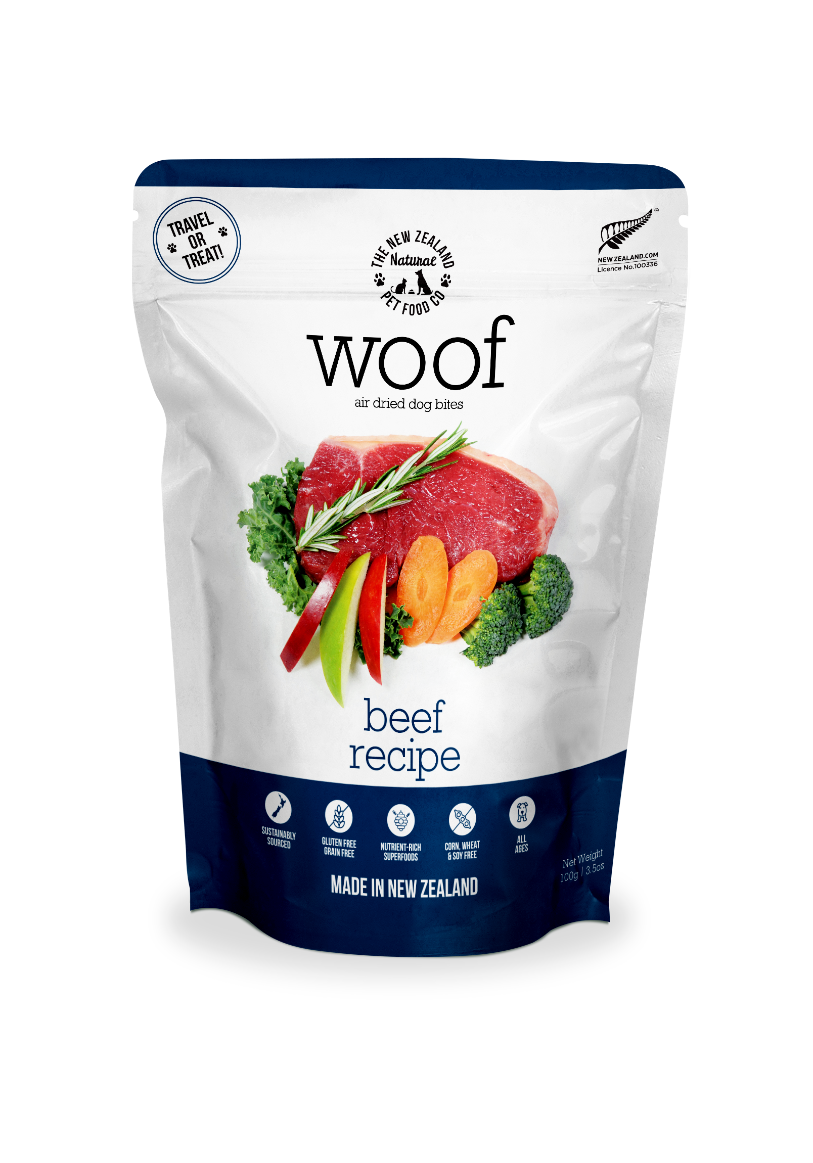The New Zealand Natural Pet Food Co - Wholesale Pet Food - Dog - Woof Beef Air Dried Dog Food 3.5oz | 26.5oz0