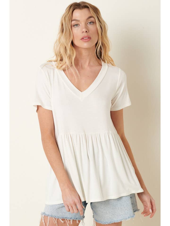 mittoshop - Wholesale Tunic - Women's - BT8128-BAMBOO V-NECK BABYDOLL TOP1