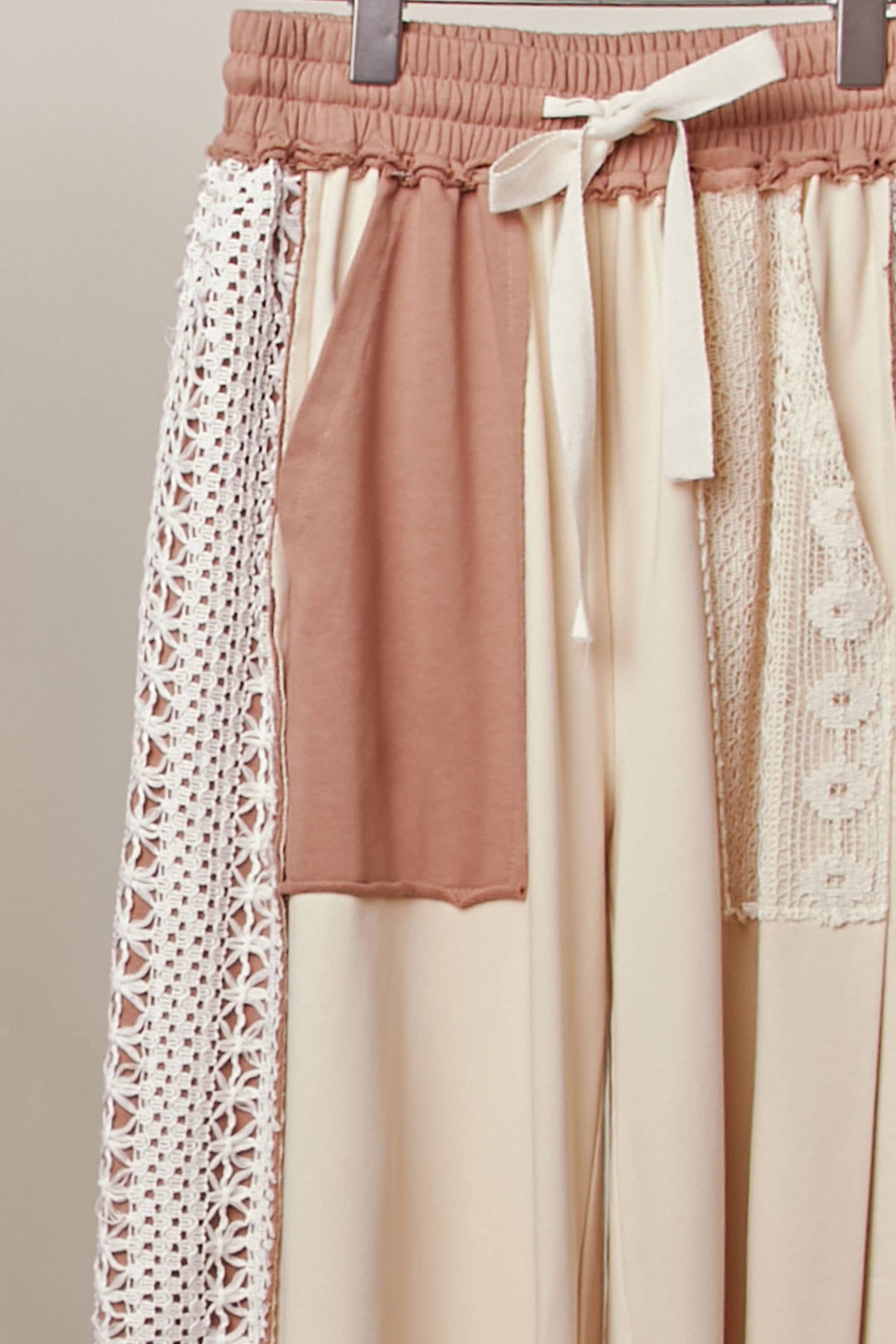 Multi Lace Accents Patchwork Maxi Pants for wholesale on Faire8