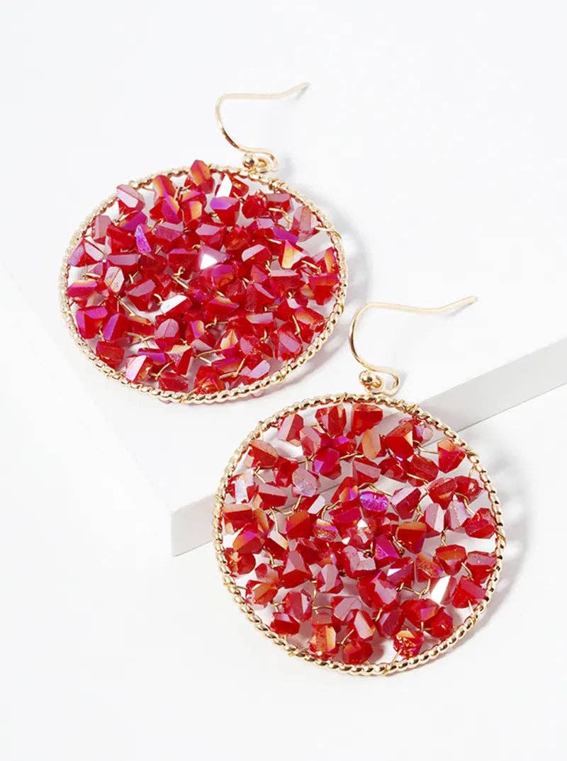 Wild Honey - Wholesale Dangle Earrings - Faceted Glass Beads Wire Wrapped Round Dangle Drop Earrings