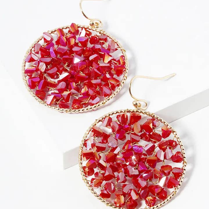 Wild Honey - Wholesale Dangle Earrings - Faceted Glass Beads Wire Wrapped Round Dangle Drop Earrings0