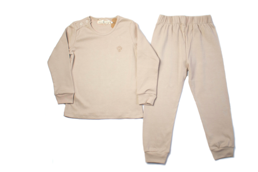 Beige Beige pyjamaset voor jongens in Pima-katoen voor groothandel op Faire1