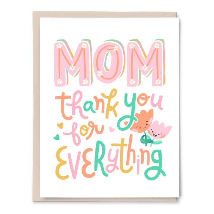 Thank You Mom - Mother’s Day / Mom Birthday Card for wholesale by Cheery Human Studios