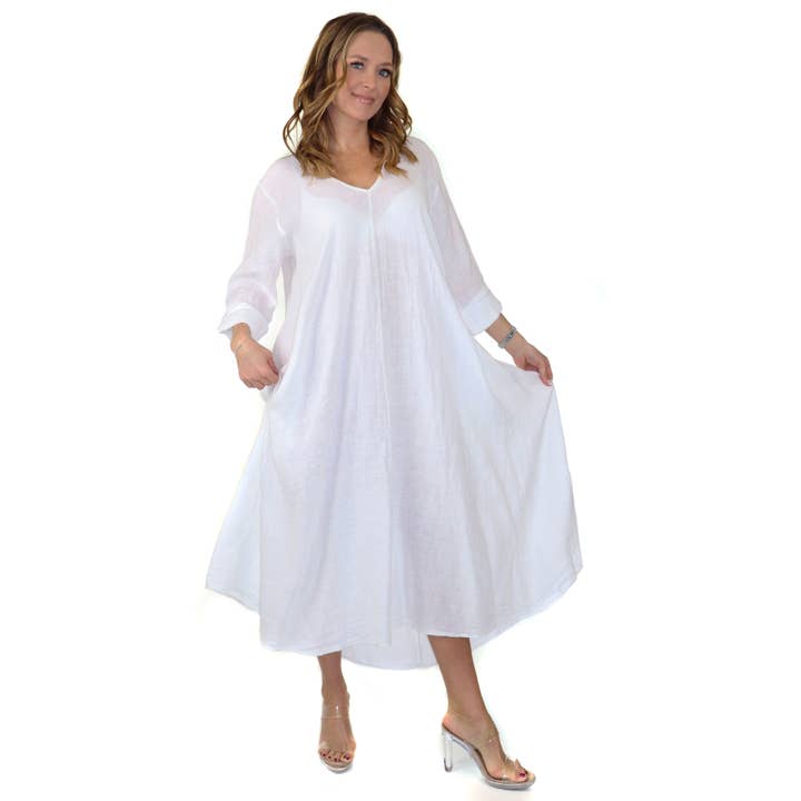 Robe d'été en lin pour femmes la plus vendue Robe longue évasée pour la vente par LINEN AND GAUZE