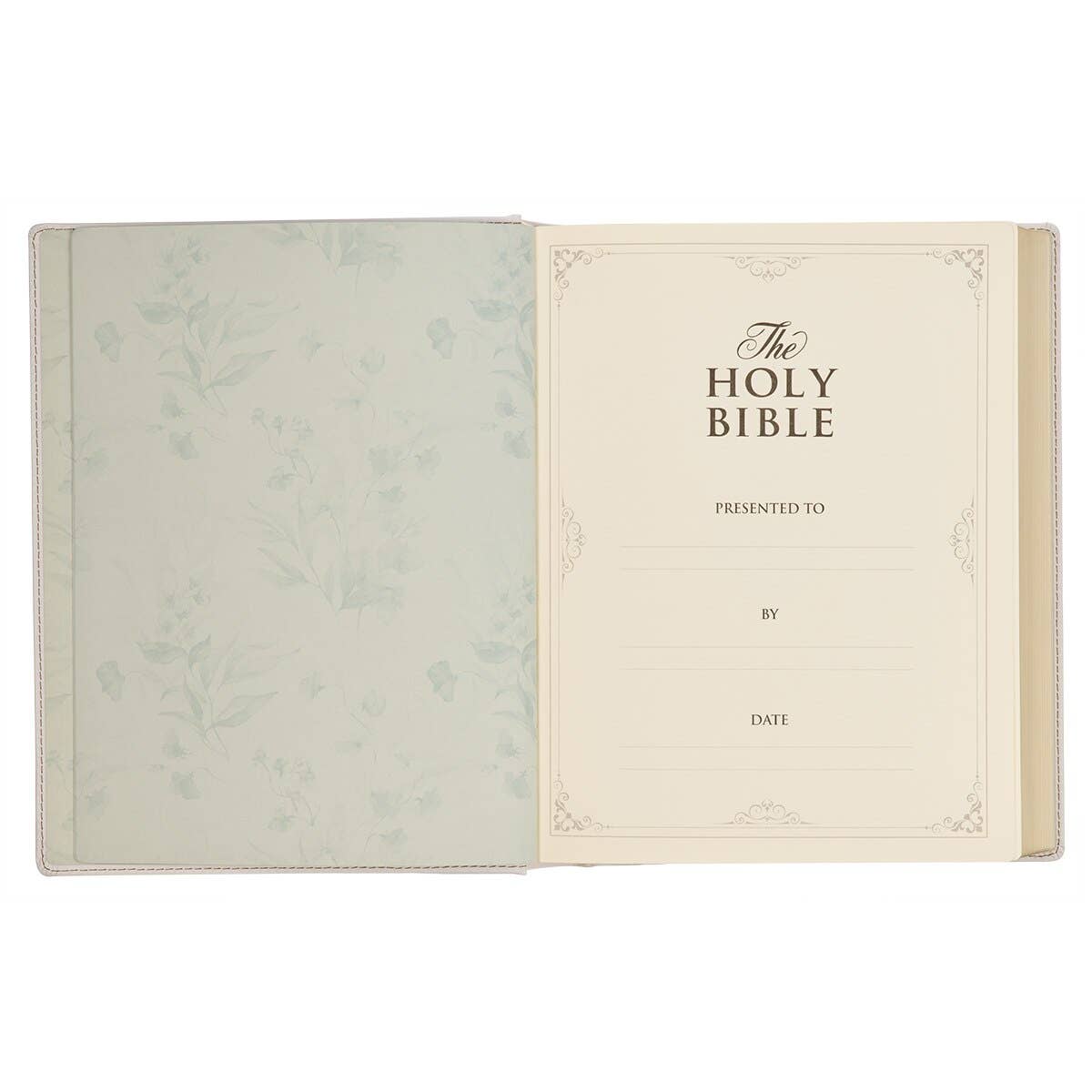 Christian Art Gifts - Wholesale Display Book - KJV Note-taking Bible LP Faux Leather HC, White Floral3