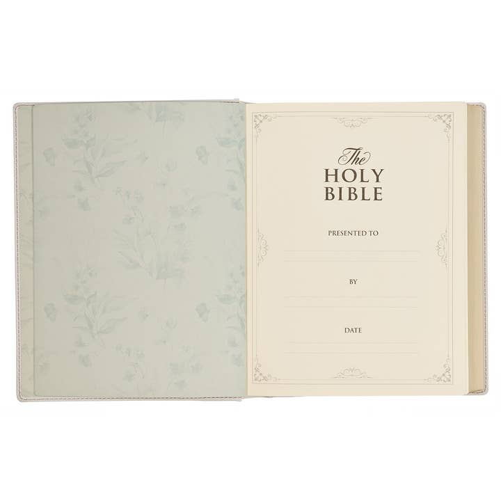 Christian Art Gifts - Wholesale Display Book - KJV Note-taking Bible LP Faux Leather HC, White Floral3