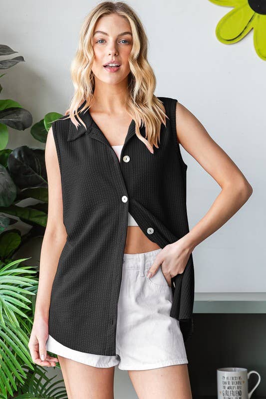 HEIMISH - Wholesale Button Down Shirt - Women's - ET7576-10 SOLID BUTTON DOWN TOP0