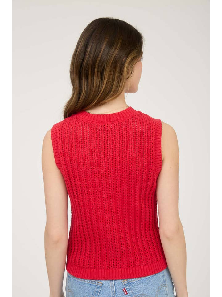 The Workshop Studio - Vente Cardigan – femme - CARDIGAN EN MAILLE SANS MANCHES À COL ROND AVEC BOUTONS5