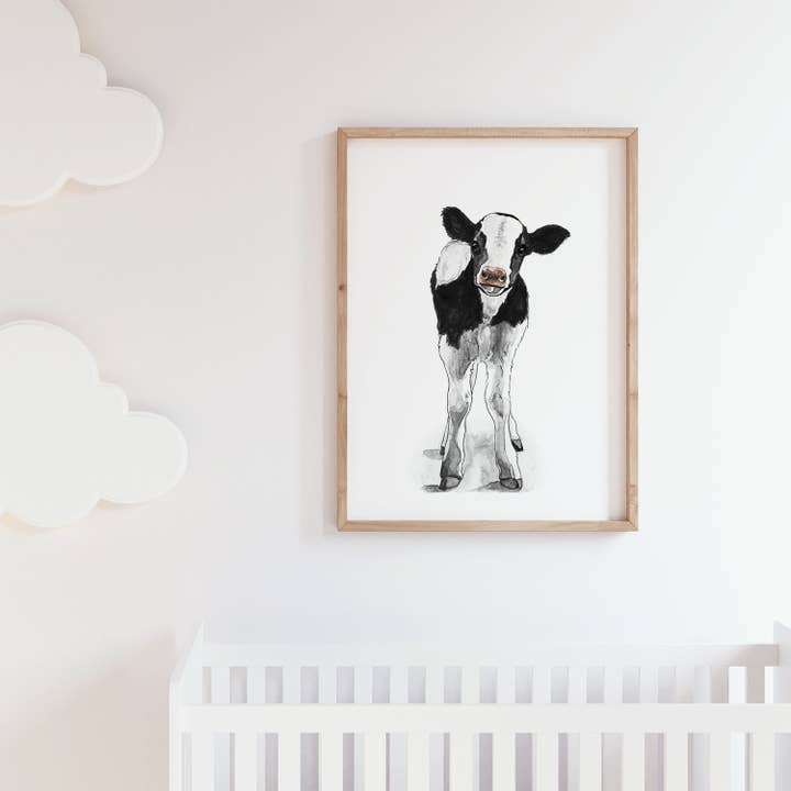 Baby Cow//Impresión artística para venta al por mayor de Kasey Melissa Art