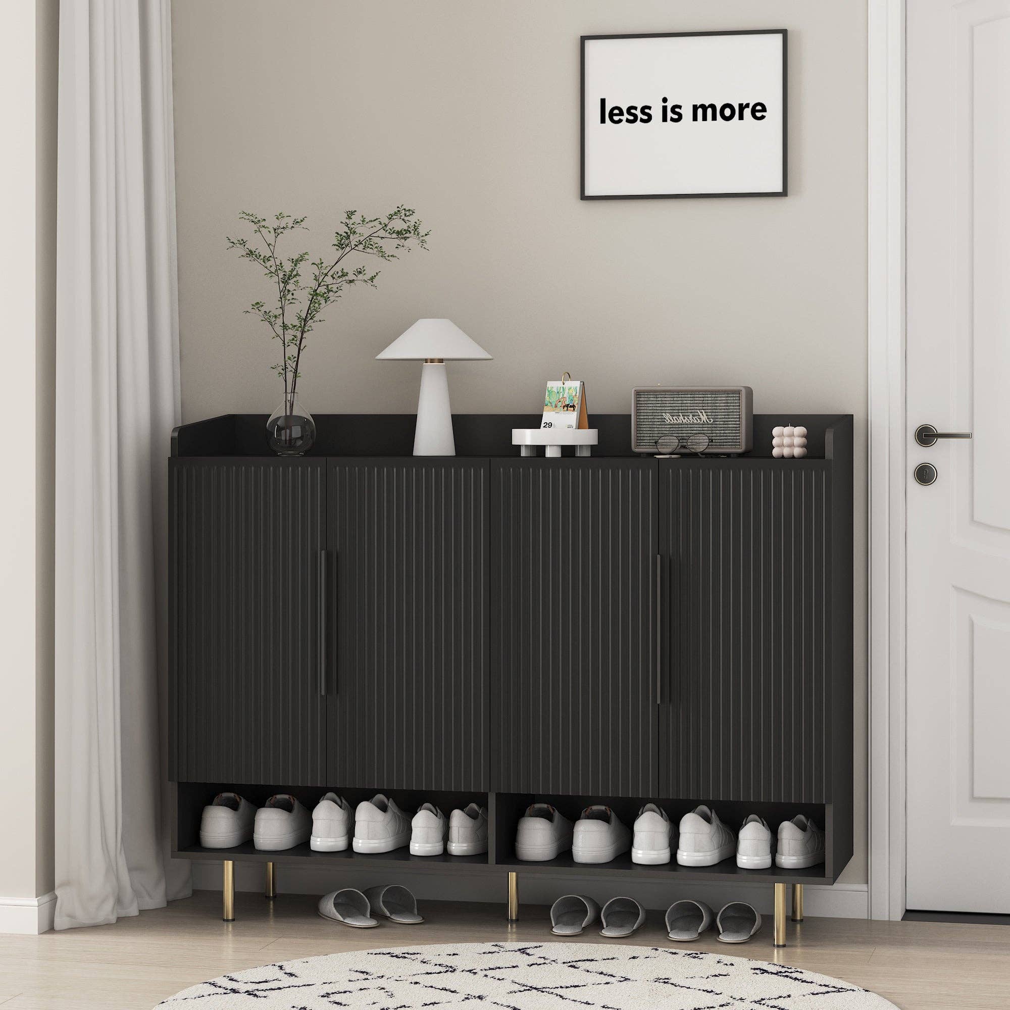 39F Inc. - Wholesale Shoe Rack - Modern 4-Door Shoe Storage Cabinet with Adjustable Shelves1