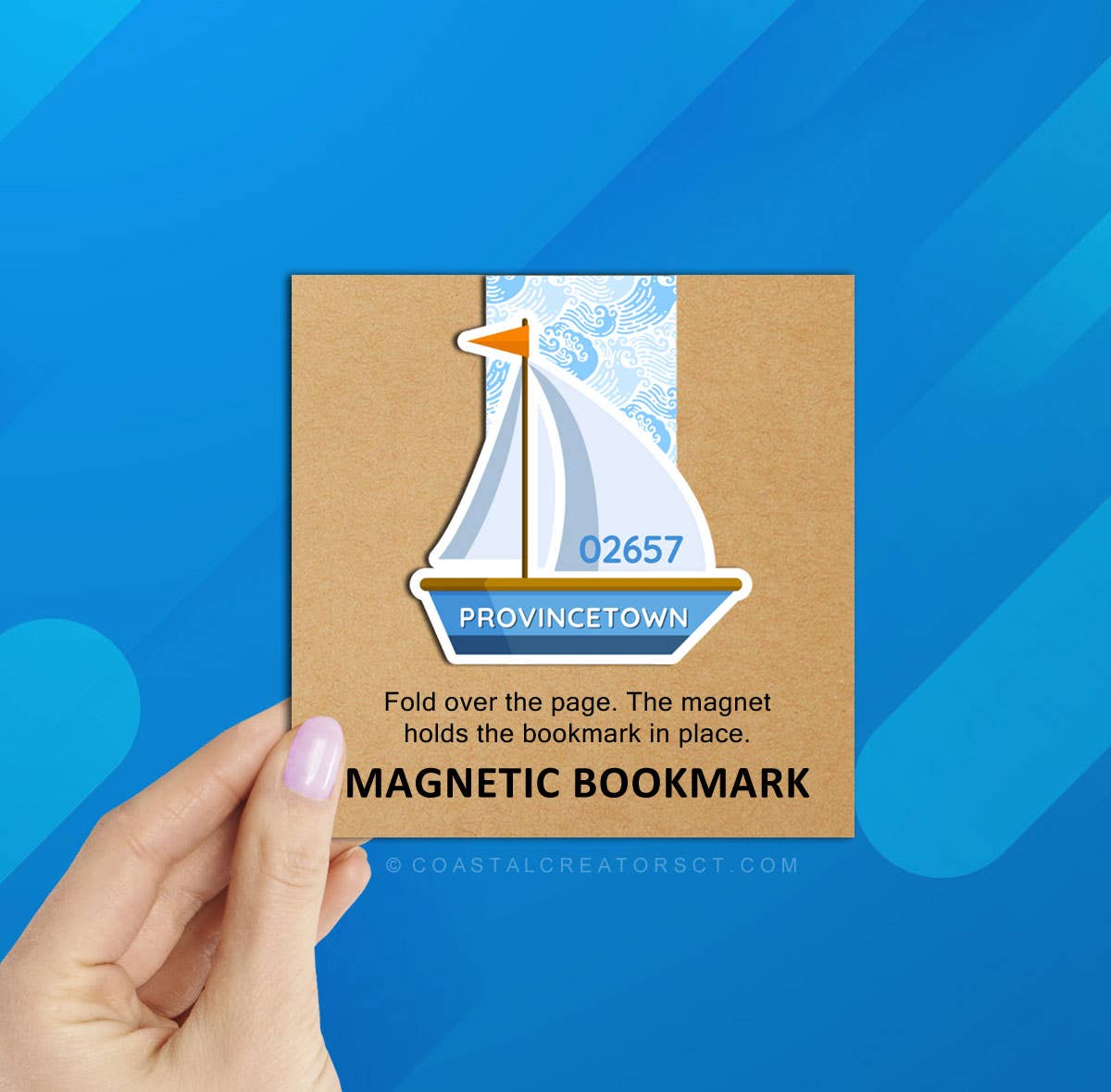 Coastal Creators of Connecticut - Wholesale Bookmark - Provincetown Sailboat 02657 Magnetic Bookmark (Packaged)0