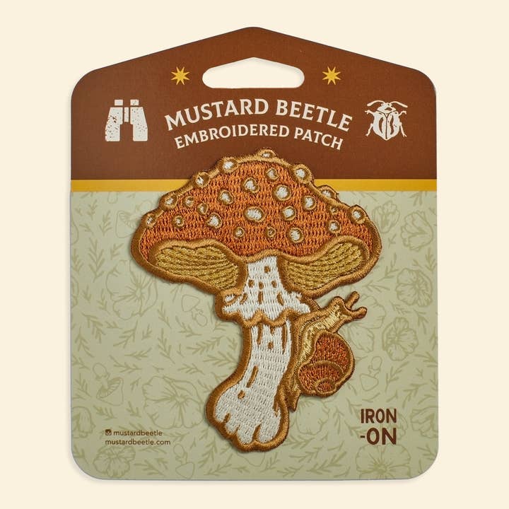 Mustard Beetle - Wholesale Patch - Mushroom and Snail Embroidered Patch, Iron on Patch