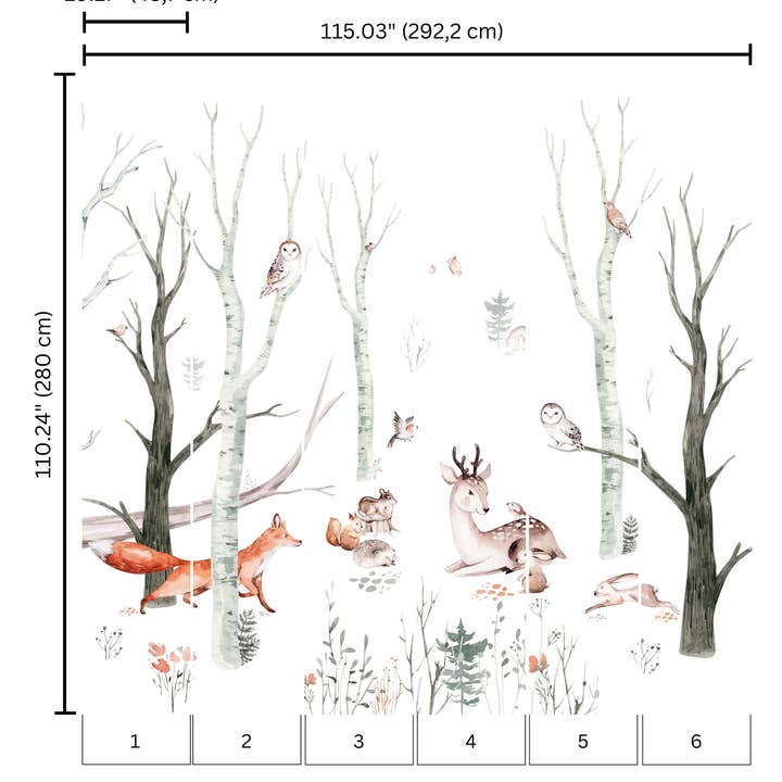 Walloha - Wholesale Wanddecoratie - Kinderen en baby - Dieren behang - FAIRYTALE FOREST - Behang kinderkamer
