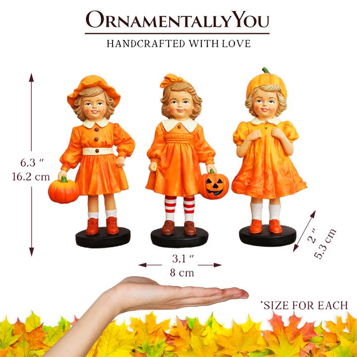 OrnamentallyYou - Wholesale Decorative Figurine - Inviting Pumpkin Girl Trio Set of Figurines