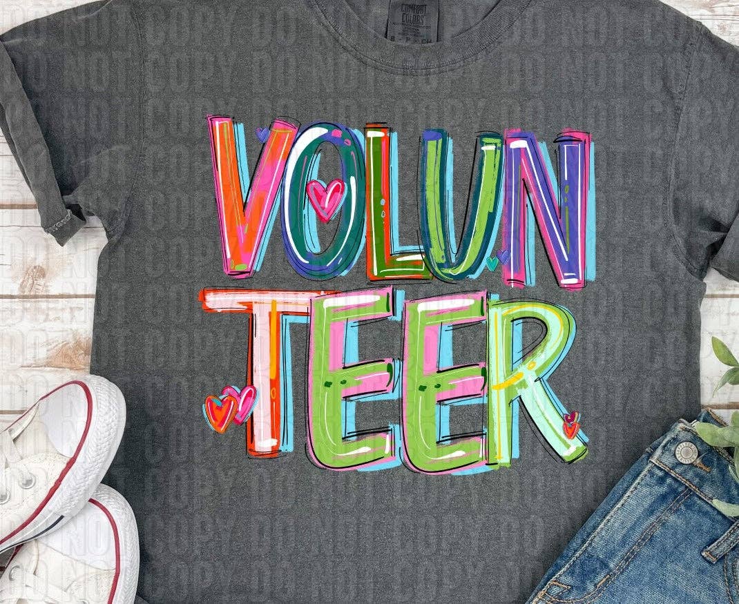 K and M Designs - Wholesale Sublimation Transfer - Volunteer Cheery Word DTF Transfer