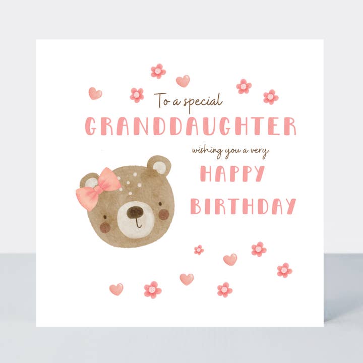 Niedliche besondere Enkelin Bär Blumen Geburtstagskarte für den Großhandel von Petimo