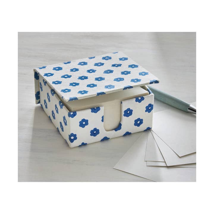 Josie Artisan Block Print Handmade Paper Memo Pad Blue for wholesale on Faire