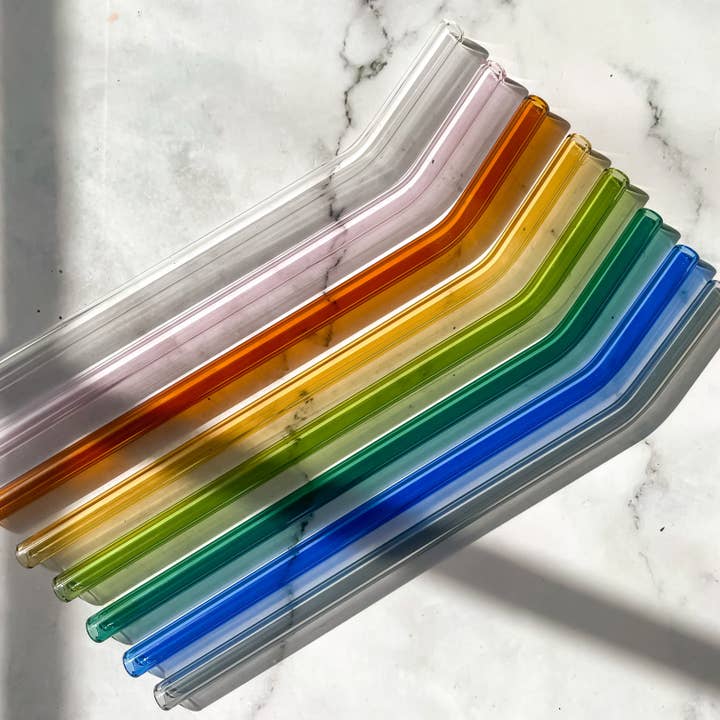 Oak Shore Collective LLC - Wholesale Drinking Straw - 8" Tinted Bent Glass Straw1