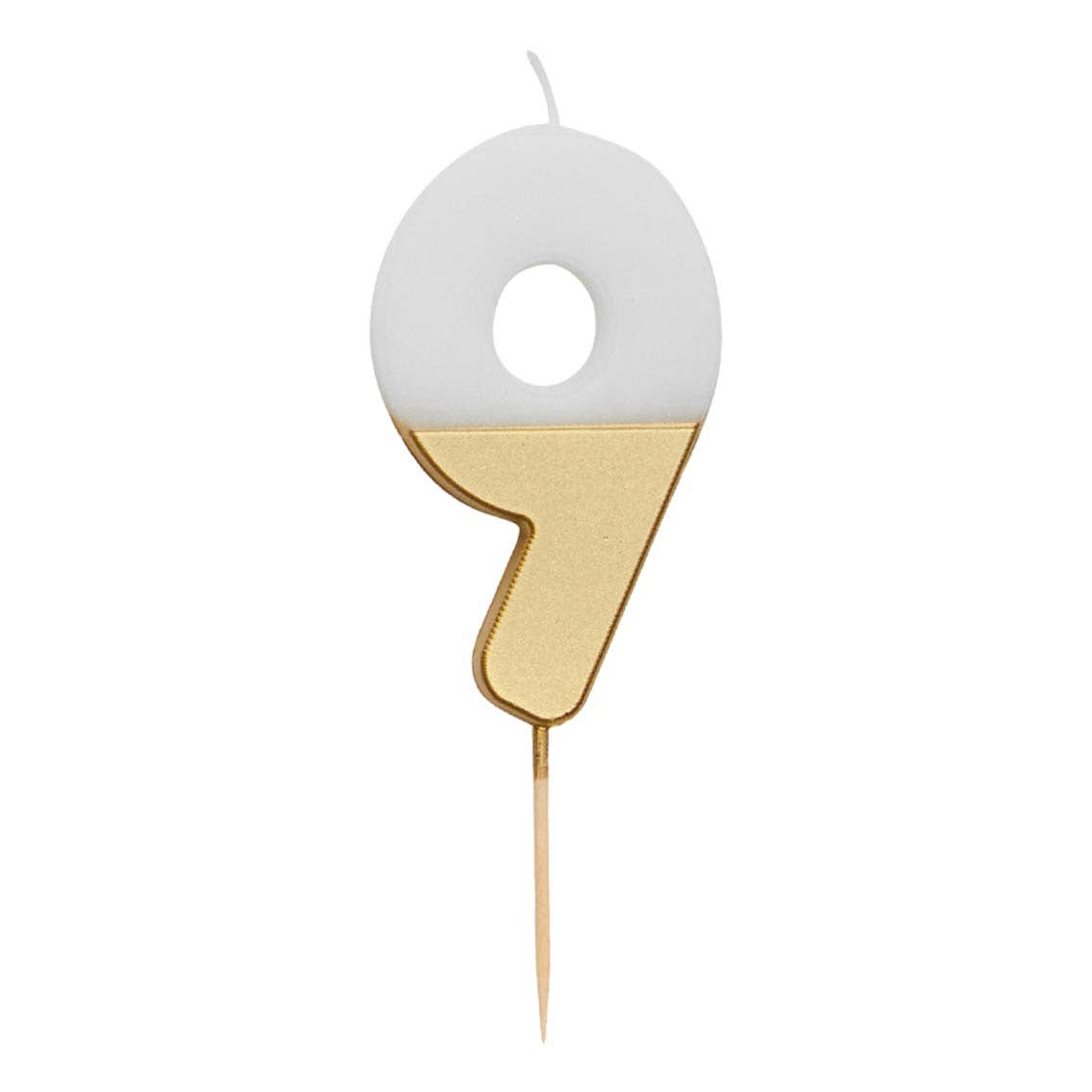 Talking Tables USA - Wholesale Cake Candle - White & Gold Birthday Number Candles | 0-9 | Single |9