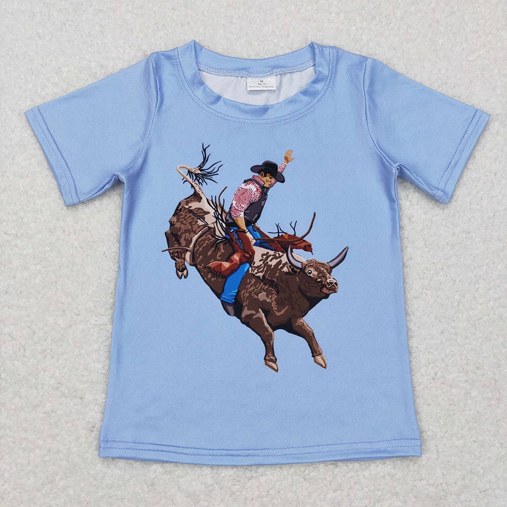 Aier Wholesale - Wholesale Screen Printed T-Shirt - Kids - Baby Boys Western Cows Short Sleeve Shirts Tops0