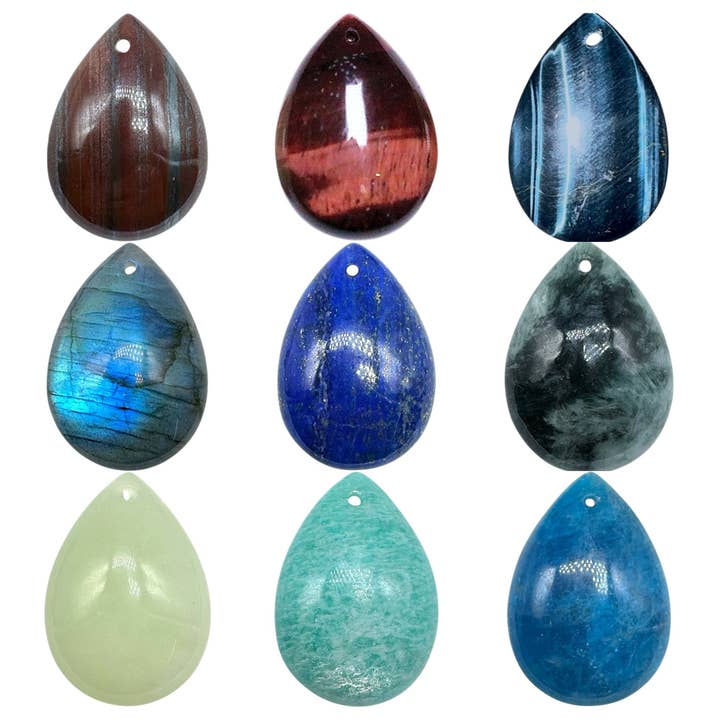 Droppformad hängsmycke med hål framtill (49 olika stenar) (hängögla ingår ej) för wholesale av Foliesbijoux