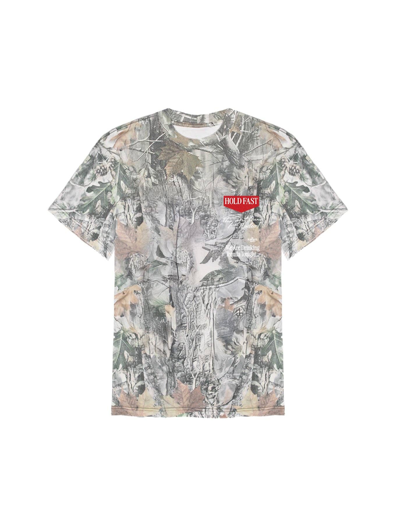 Los Sundays Tequila - Wholesale Screen Printed T-Shirt - Unisex - The Hold Fast Tee - Camo/White2