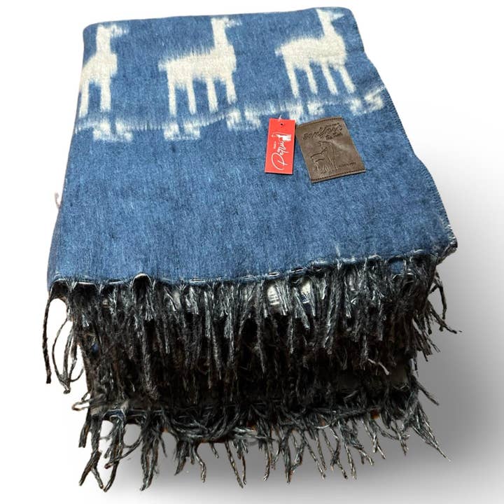 Sanyork Fair Trade - Wholesale Throw Blanket - Brushed Alpaca Solid Color Blanket - Blue Alpaca