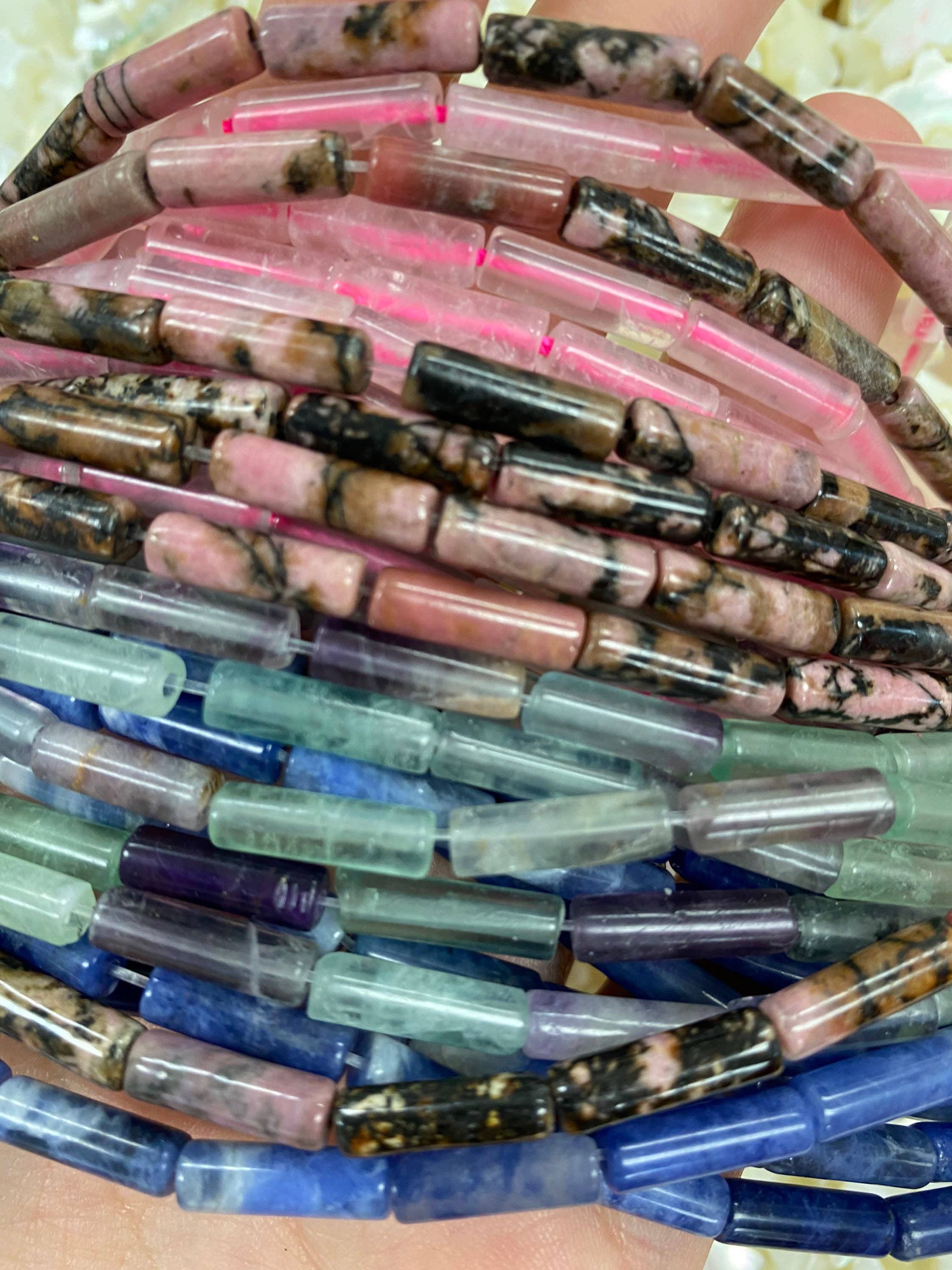 The Bead Bazaar - Wholesale Beads - Crystal Healing Gemstone Tube Beads Strand, Chakra Natural Gemstone Tube Beads, Accent Stone Beads, Healing Stone Accent Beads, Long Beads3