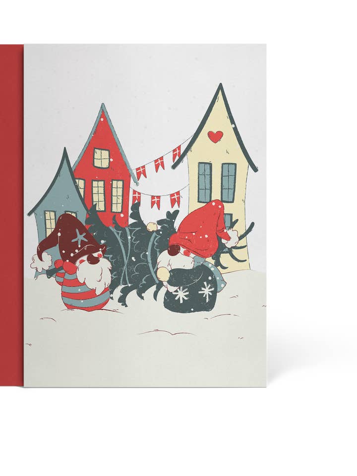 Préparatifs pour les fêtes | Carte de Noël scandinave Nisse pour la vente par Forindet