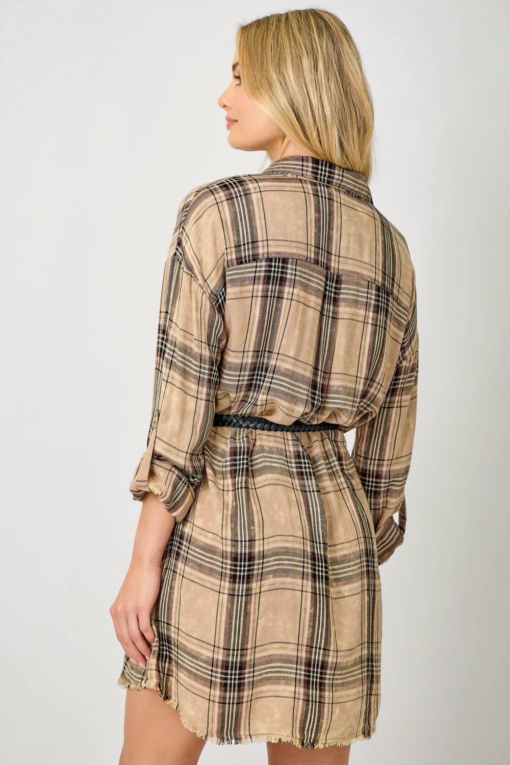 Mystree - Wholesale Dress - Women's - 61161 Washed Plaid Shirt Dress4