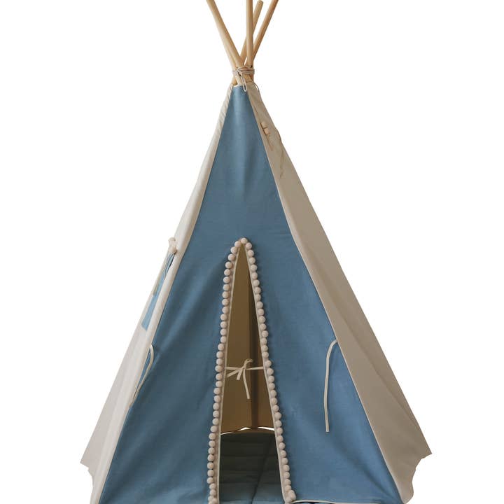 Moi Mili - Wholesale Tent - Kids - “Jeans” Teepee Tent with Pompoms2