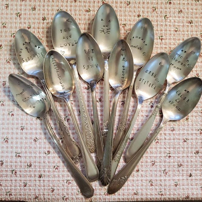 juNxtaposition® - Wholesale Cheese Spreader - SPREAD LOVE hand stamped vintage charcuterie spreader knife
