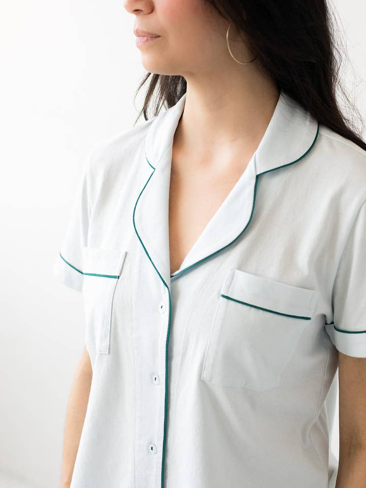 Salua Lingerie - Wholesale Sleepwear Set - Women's - SALUA Classic Luxury Shorties Pajamas in Brushed Pima Cotton8