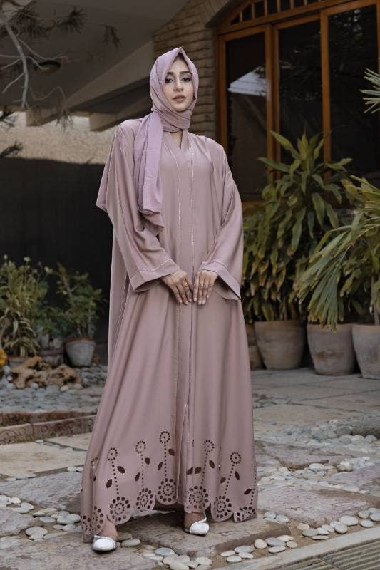 Multi Colored Beige Cutwork Abaya for wholesale on Faire2