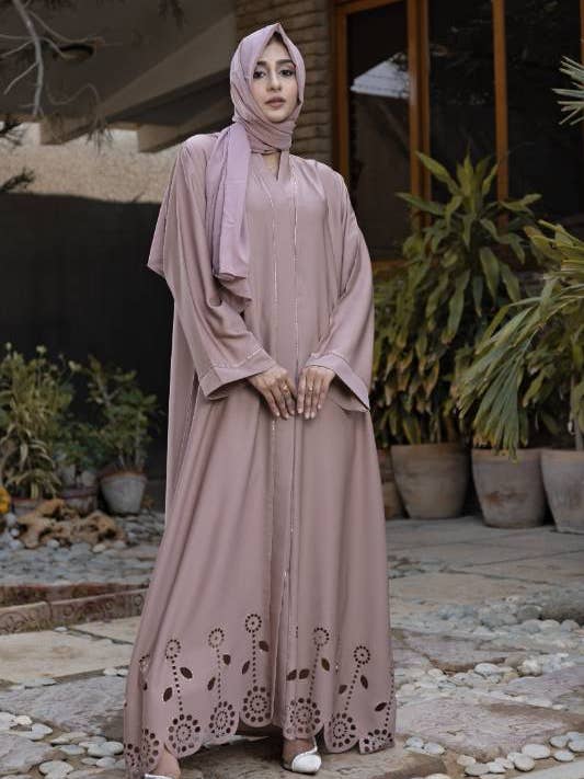 Multi Colored Beige Cutwork Abaya for wholesale on Faire2