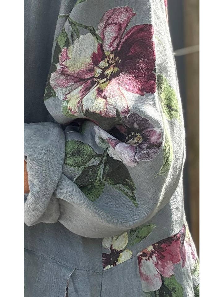 LINEN & COTTON HOUSE – Großhandel Jacke – Damen – Jacke 1142 aus Leinen mit Blumenmuster und Taschen19