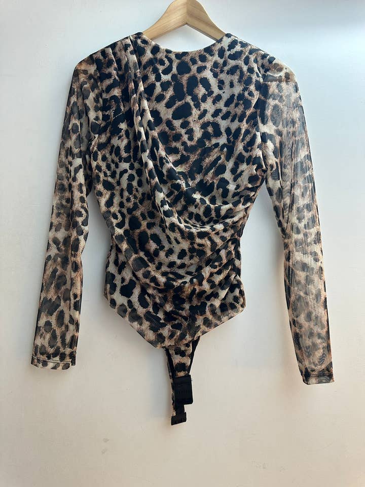 LORIANE - Wholesale Bodysuit - Women's - 10477L One size leopard print mesh body 7