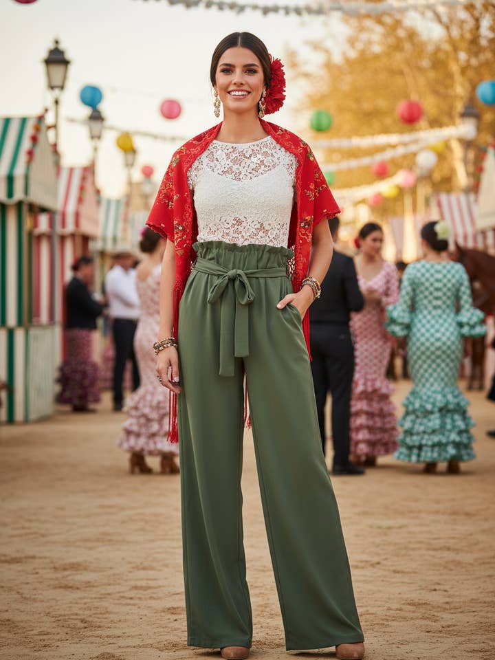 FLARED TROUSERS KHAKI 5490 for wholesale on Faire0