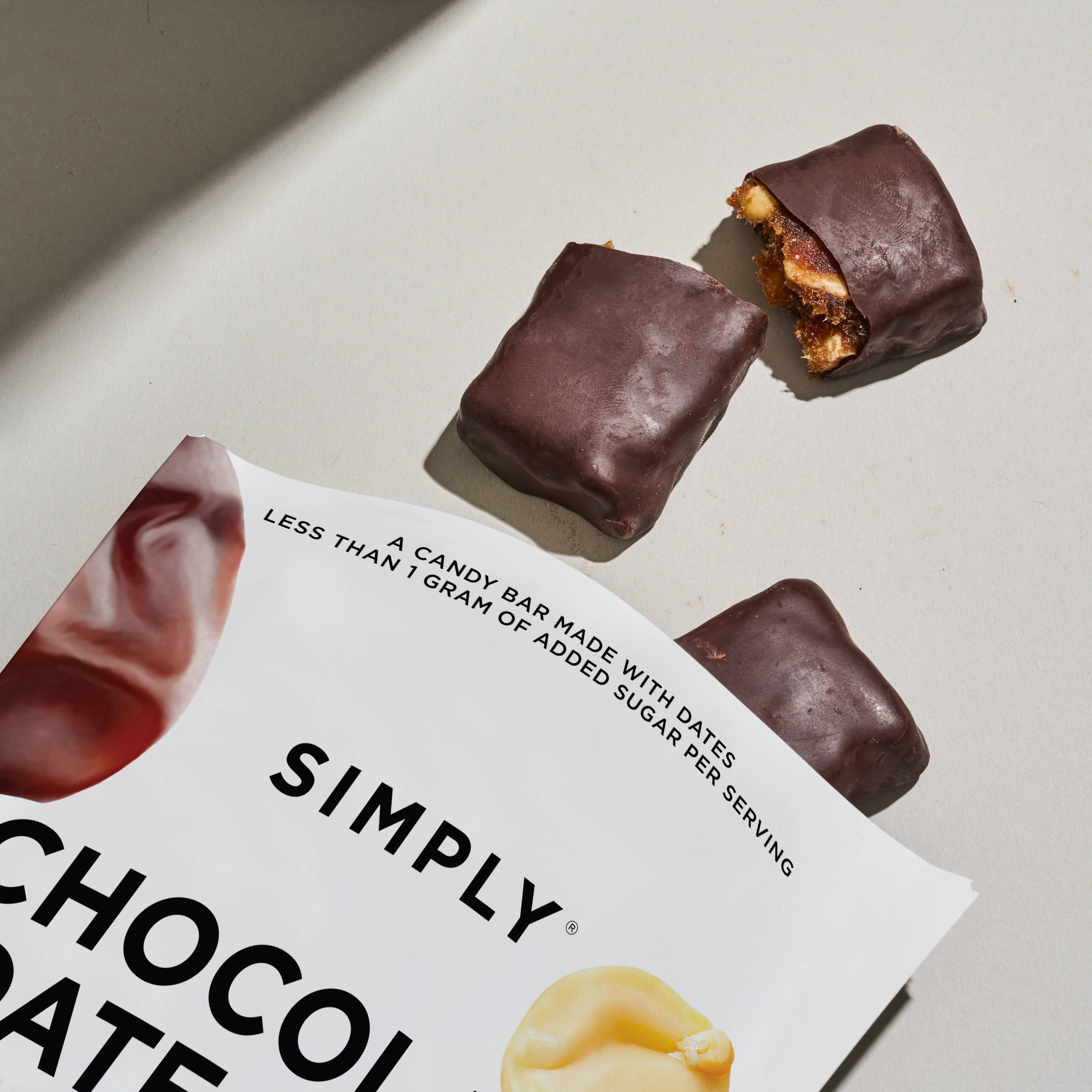 Simply Gum - Wholesale Chocolate Covered Sweets - Chocolate Date Bars - Salted Peanut (4.5 oz Bags) | 6 Pack5
